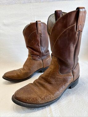 Abilene Vintage Western Boots Mens 9.5 D Brown Distressed Leather Roper 6749 USA